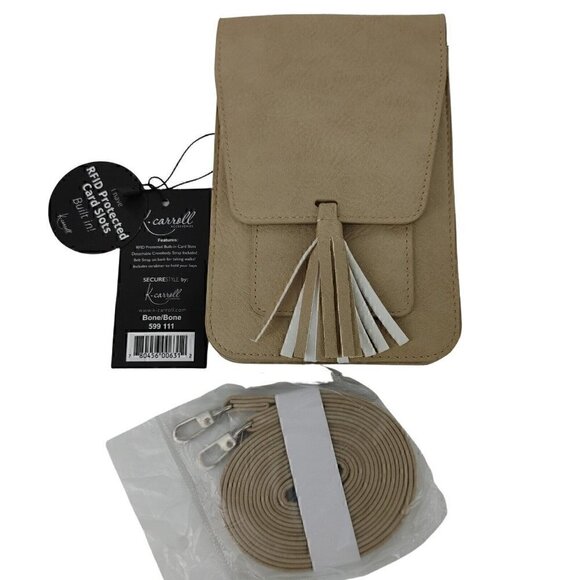 K CARROLL Harper Bone Vegan Leather RFID  Protection Crossbody  Belt Bag NWT - Picture 2 of 5